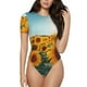 thumbnail image 1 of Fotbe Sunlit Sunflower Field Body de Mujer con Cuello Redondo y Mangas Cortas, Sin Mangas Ajustado, Suave, Cómodo y Básico-X-Large, 1 of 7