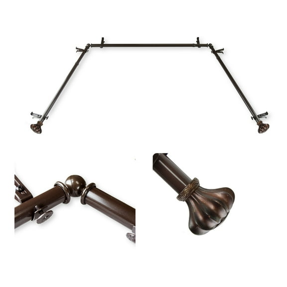 Domovina Sabrina 13/16" Bay Window Single Curtain Rod-Color:Cocoa