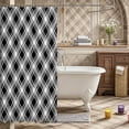 thumbnail image 3 of Erosebridal Minimalist Plaid Shower Curtain 72Wx72L,Geometric Checkered Bathroom Curtain,Black White, 3 of 6