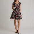 thumbnail image 4 of WILLBEST Vestido De Manga Corta Con Estampado Floral Y Falda Tipo Línea A Para Mujer, 4 of 4