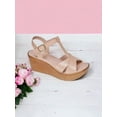 thumbnail image 2 of Sandalias de tacón corrido y plataforma con diseño de nudo y correa ajustable de unicolor para mujer, 2 of 4