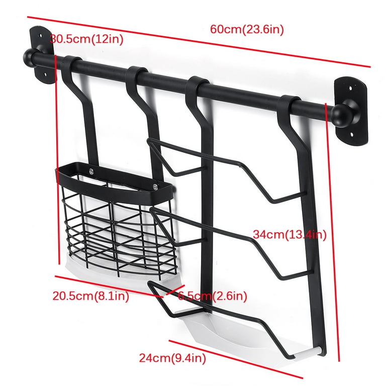 11 Type Wall Mounted Utensil Hanging Rod, Stainless Steel Storage Rack,  Baking Paint Multifunctional Wall Shelf Organizer Holder Rack, Rustproof  Spice Jars Rack Metal Shelf 