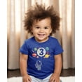 thumbnail image 3 of Olive Loves Apple 3rd Birthday Rocket Astronaut Themed T-Shirts with Moon Balloon and Planets for Boys and Girls Vintage Royal Shirt 3T, 3 of 5