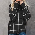 thumbnail image 4 of Sakmal Black Women Sweaters Turtleneck Oversized Knitted Plaid Sweaters for Women M, 4 of 7