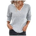 thumbnail image 1 of Lixiuxyad V Neck Knit Cute Pullover For Women Gray, 1 of 5