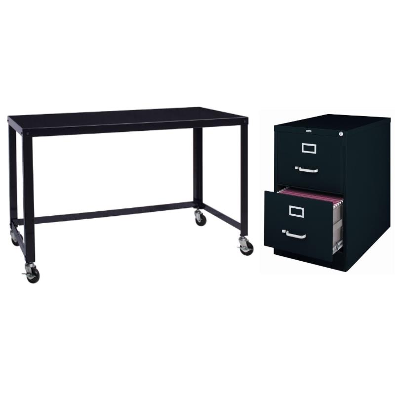 Home Square 2Piece Set with Mobile Desk and 2 Drawer File