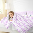 thumbnail image 4 of Manfei Cartoon Bow Tie Bedding Comforter Set,Girl Kawaii Bowknot Twin Comforter Sets,Princess Purple Bow Bedding Set For Teens,Luxury Bedroom Decor Reversible,2pcs, 4 of 8