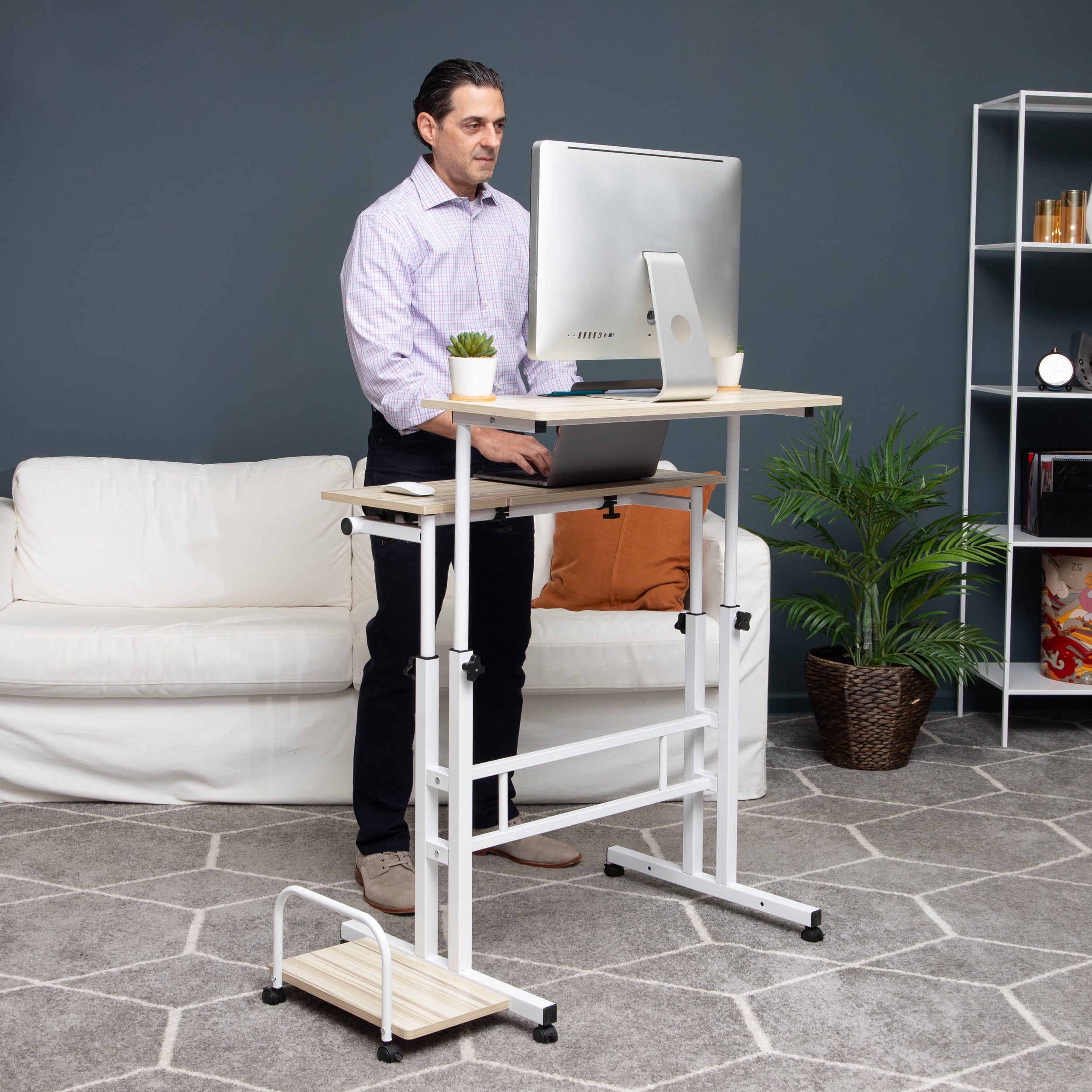 Mind Reader 2-Tier Extra Large Mobile Sitting/Standing Desk