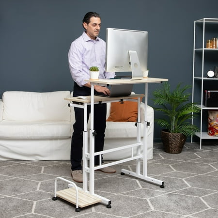 Mind Reader - 2 Tier Sit and Stand Desk XL - White