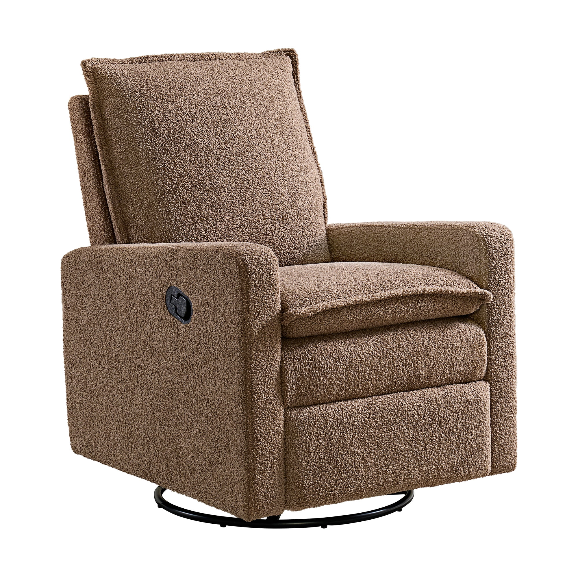 Soho Baby Coventry Upholstered Glider Recliner Rocking Chair 360° Swivel for Nursery and Living Room – Boucle Teddy Brown​