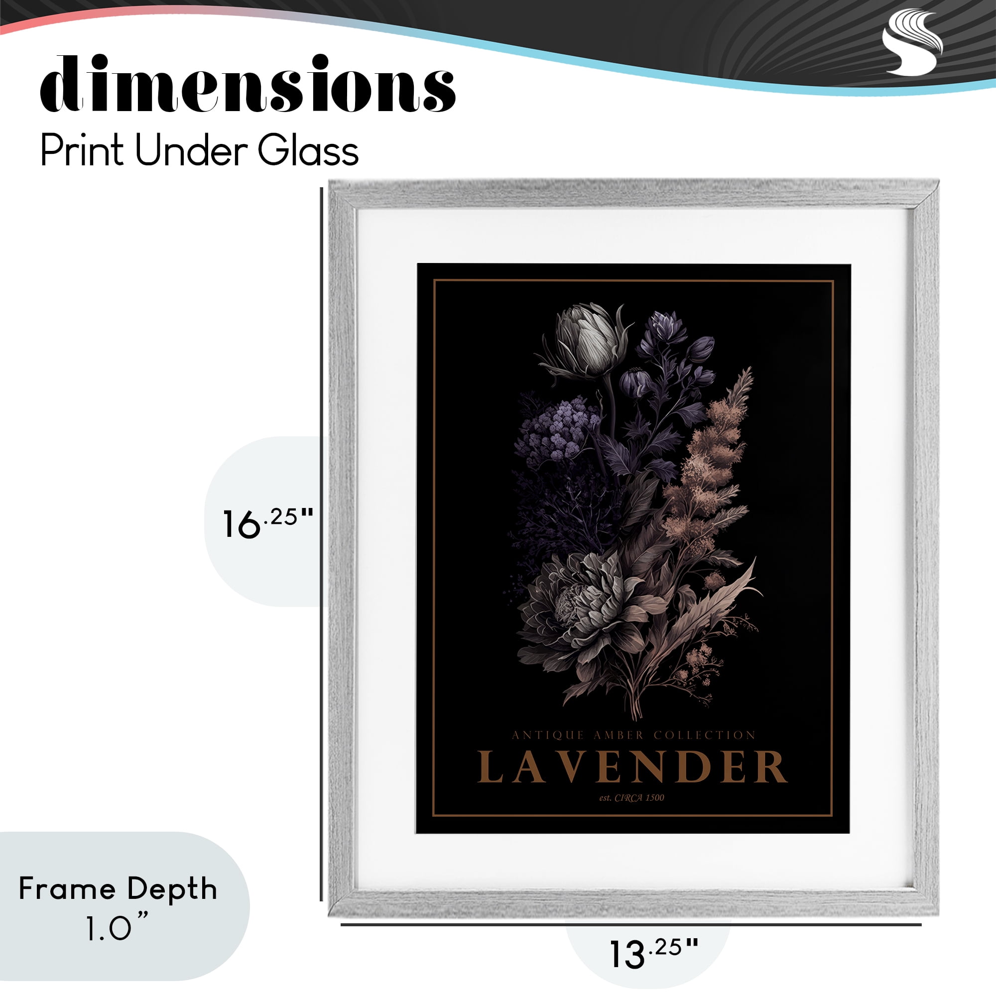 Stupell Industries Antique Lavender Bushel Gray Framed Print Under Glass, design by Christopher Giampietro