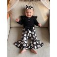 thumbnail image 4 of Loicainy Infant Baby Girl Halloween Outfit 3 6 12 18 Months Romper Ghost Bell Bottoms and Headband 3 Pcs Clothes Set, 4 of 9