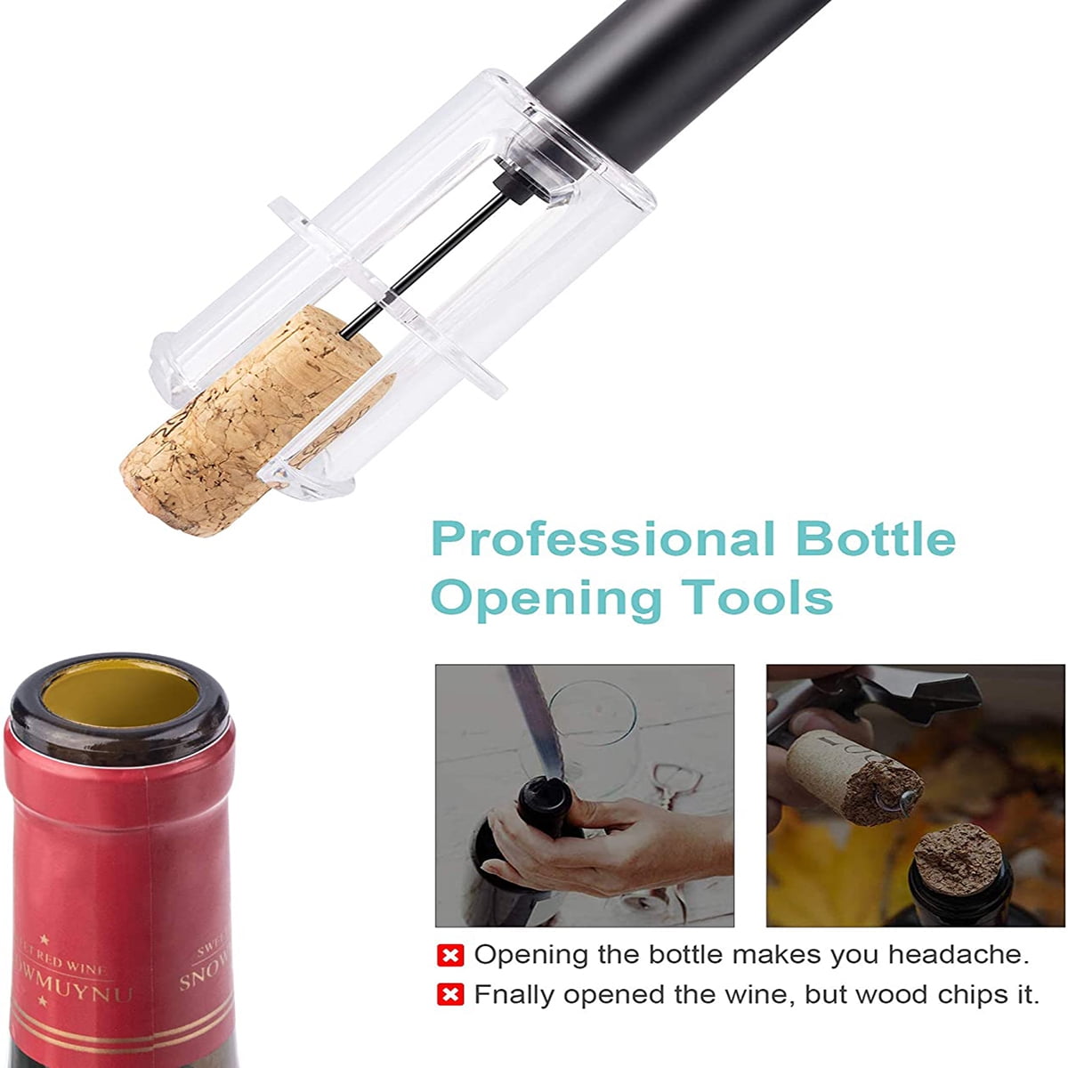 Kepooman Stainless Steel Wine Air Pressure Pump Bottle Opener Set with Foil Cutter & Aerator Pourer & Vacuum Stopper, Set of 4, Black Kepooman Stainless Steel Wine Air Pressure Pump Bottle Opener Set with Foil Cutter & Aerator Pourer & Vacuum Stopper, Set of 4, Black