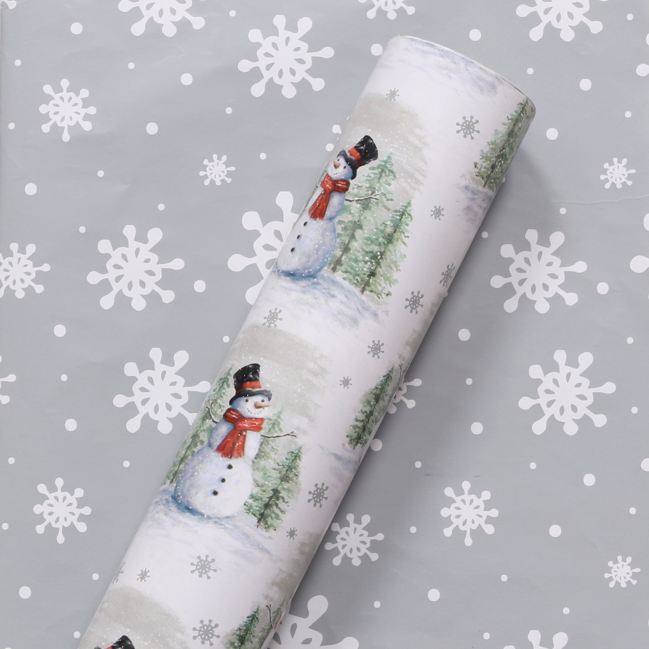 Holiday Time White and Reversible Christmas Wrapping Paper