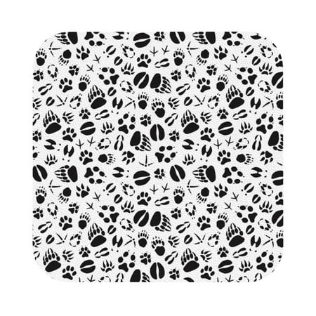 

Matuu Black Footprints for Cup Coasters Set of 6 Leather Coasters Desk Coasters for Office Measures 4” x 4” Square