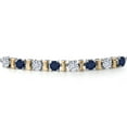 thumbnail image 4 of Gem Stone King 925 Silver and 10K Yellow Gold White Moissanite and Blue Sapphire Bracelet for Women | 2.32 Cttw | Gemstone Birthstone | Round 4MM | Adjustable up to 9 inch, 4 of 8