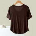 thumbnail image 4 of JSheng Short Sleeved Top for Women Breathable Fashionable Casual Loose Solid Color Round Neck T-shirt Top Khaki XXL, 4 of 5