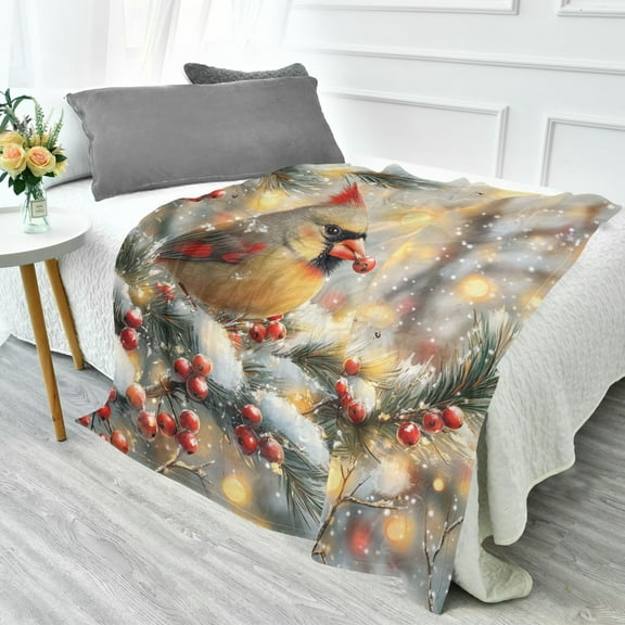 YAZAOO Travel Blanket Camping Blankets Fashion Winter Cardinal Patten