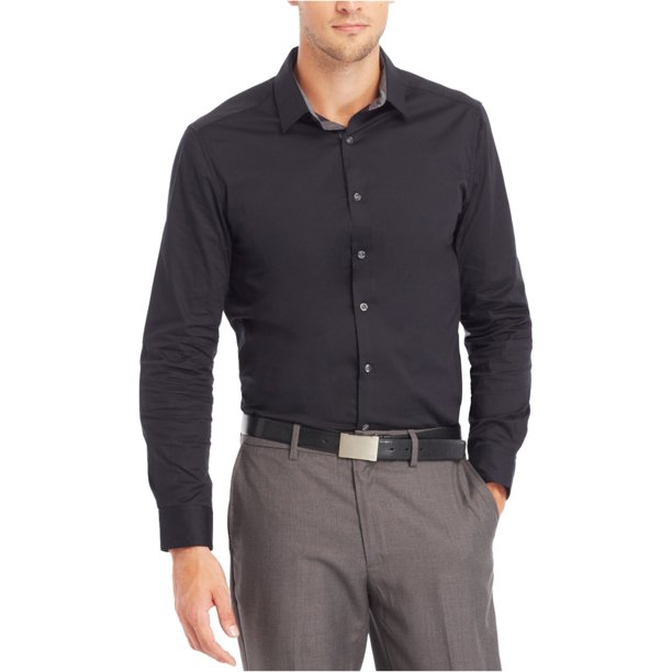 Kenneth Cole - Camisa con botones para hombre, color negro, XXL Kenneth Cole Botones al frente