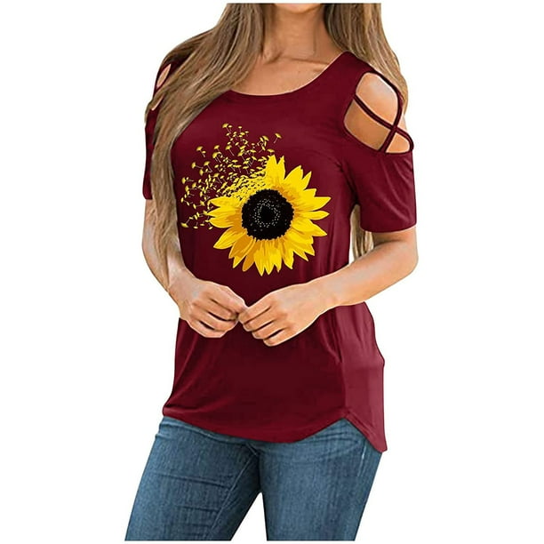 Pntutb - Camisetas de verano para mujer, túnica de manga corta con tiras y hombros descubiertos, tops sexy Pntutb Pntutb-1510