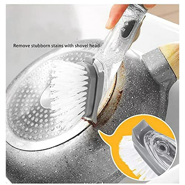 Oavqhlg3b Dish Brush with Soap Dispenser Dish Scrubber with Replaceable Head Kitchen Dish Scrub Brush with Plastic Handle Dish Brush, Men's, Size: One