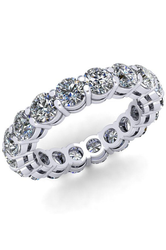 Natural 4.50Ct Round Cut Diamond Shared Prong Gallery Women's Anniversary Wedding Eternity Band Ring Solid 18k White Gold G SI1