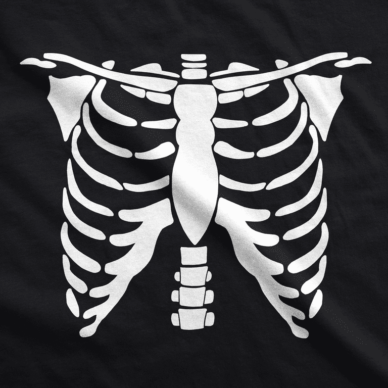 Mens White Skeleton Rib Cage Funny Halloween Costume T shirt (Black) - 5XL  Graphic Tees 