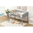 thumbnail image 4 of Kidkapers Grey Wood Twin Loft Bed with Guardrail and Detachable Ladder, Space-Saving Junior Loft Bed Frame, No Box Spring, 4 of 5