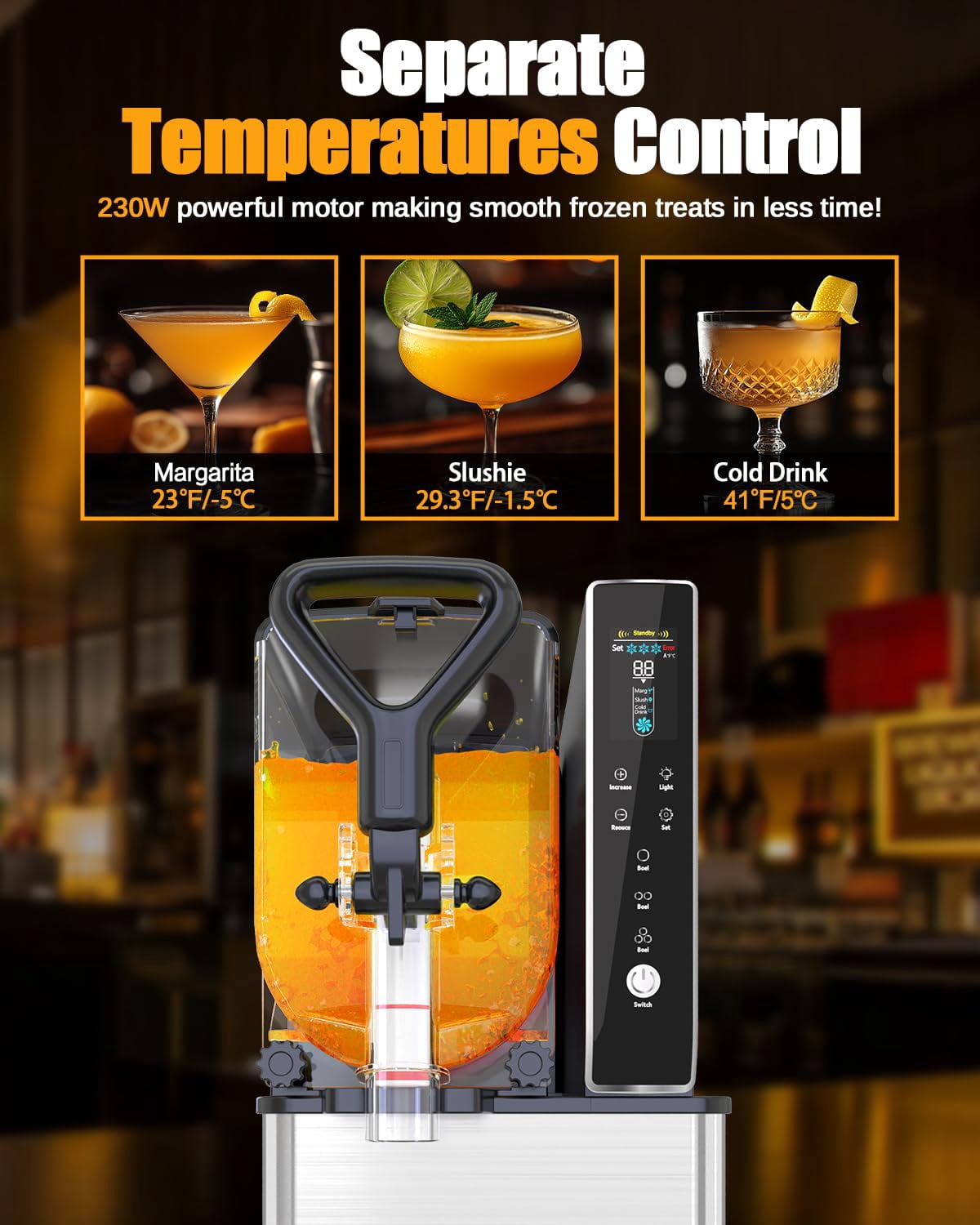Slushy Machine for Home, No Ice Needed, 0.8 Gallons Slushie Maker with Food-Grade Tank & Smart Control for Slushy Margaritas Daiquiri & Frozen Drinks, Smoothie Maker for Birthday Party Kitchen