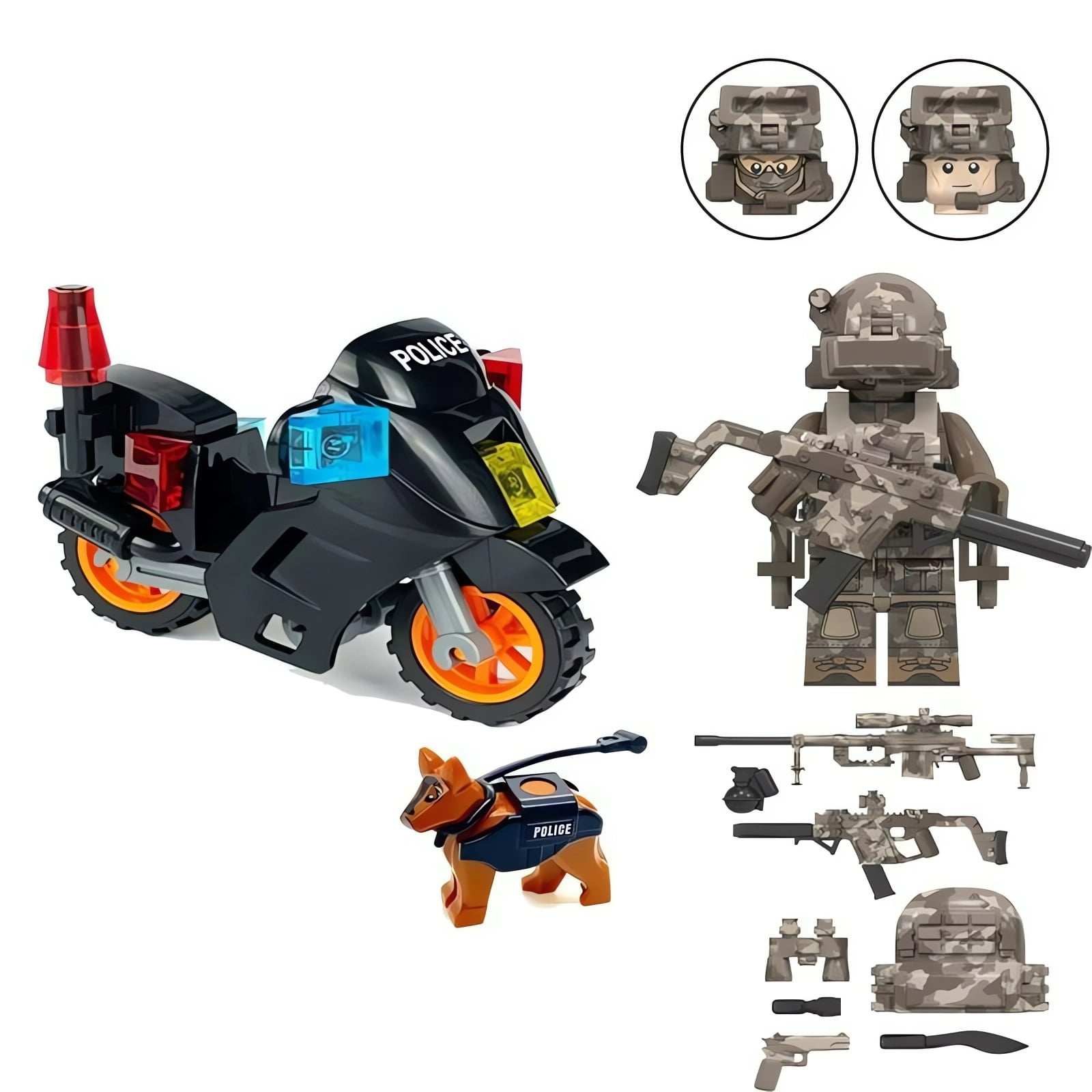 NWJ Building Blocks Toy - Special Forces SEAL Team Minifigure and Motorcycle Set, Perfect Children's Gift