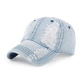 thumbnail image 2 of Lumtrix Vintage Distressed Denim Hat for Men and Women Light Ripped Baseball Caps Adjustable Dad Hats Light Blue One Size, 2 of 3