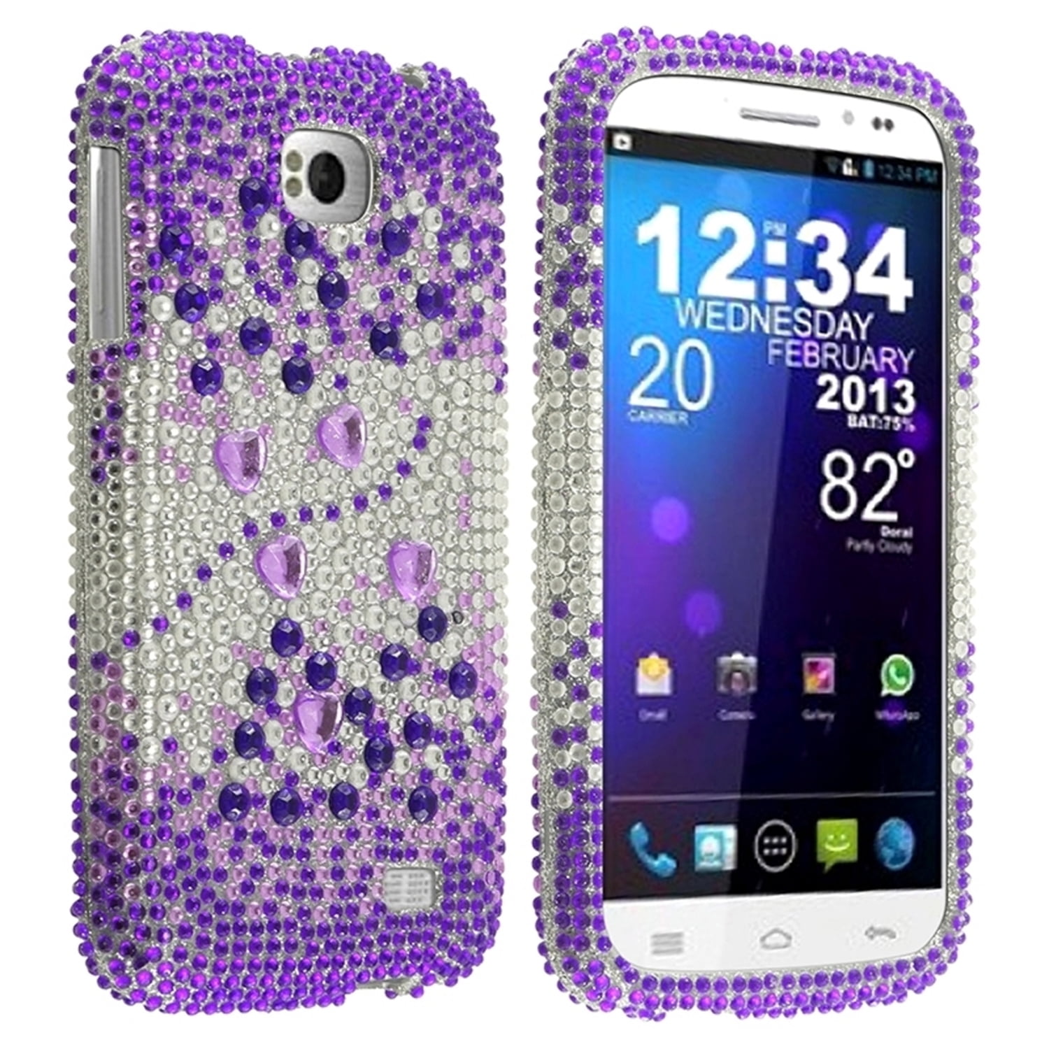 Insten Purple Beats Full Diamond Bling SnapOn Hard Premium Case For
