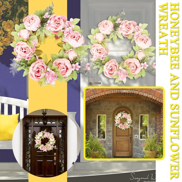 WIFKLSIIPG Spring Leaf Wreath Artificial Home Decoration Wreath front Door