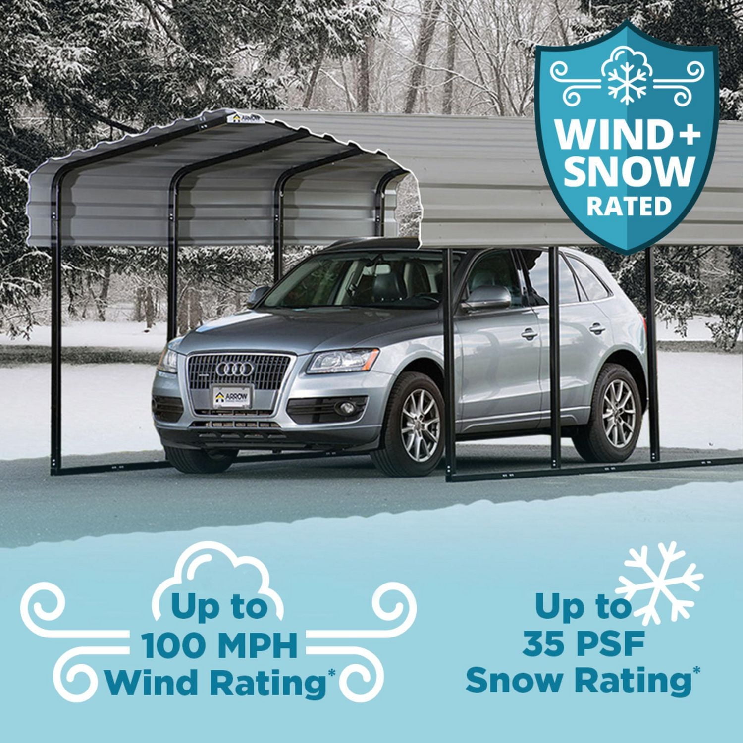 Arrow Abri d'auto 12 pi x 29 pi x 9 pi Charbon