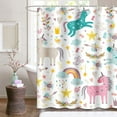 thumbnail image 5 of Shower Curtain Kids Rainbow Blue Pattern Unicorns Pink Baby Girl Animal Arrow Beautiful Waterproof Polyester Fabric 72 x 72 Inches Set with Hooks, 5 of 5