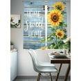 thumbnail image 4 of Sheer Curtains 72 inches Long 2 Panels Set Sweet Home Sunflower Vintage Rustic Lake Blue Stripe Wood Board Sheer Window Curtain Rod Pocket Voile Drapes for Living Room/Bedroom, Each 52" W x 72" L, 4 of 7
