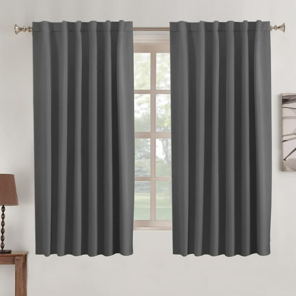 AIR-Window Treatment Blackout Curtain Panels Rod Pocket and Back Tab Curtains Window Panels for Living Room Insulated Thermal Blackout Draperies for Bedroom, 52" x 63", 2 Panels, Charcoal Gray