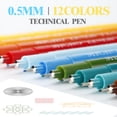 thumbnail image 5 of 12Pcs Professional Colorful Drawing Pens Waterproof Fine Point Art Marker 0.5MM Needle Tip for Sketching and Journaling, 5 of 9