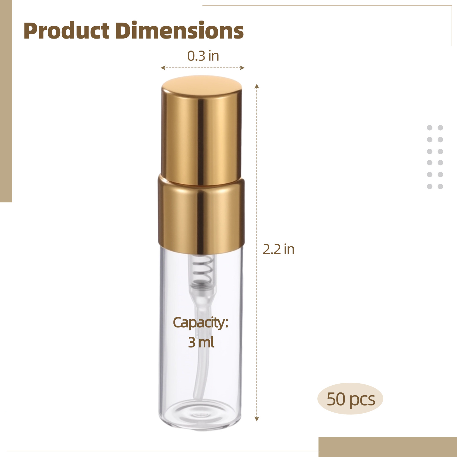 50PCS 3ml Spray Bottles, Mini Clear Glass Perfume Bottles, Portable Refillable Spray Containers, Fine Mist Spray Empty Essential Oil Spray Bottles, Fragrance Sample Atomizer for Home Travel