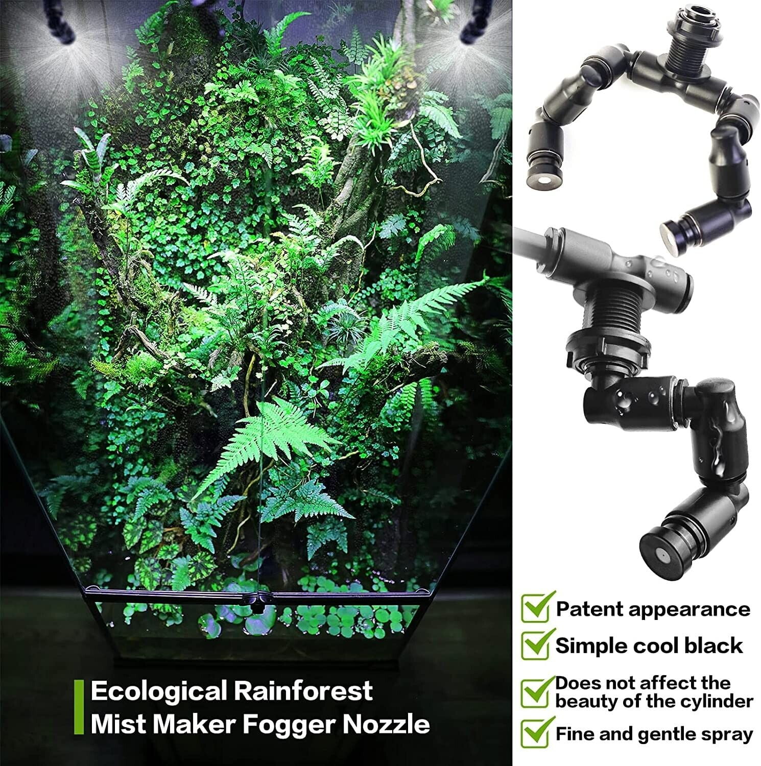 RAPOBRIX Black Terrarium Humidifier - 360° Adjustable Nozzle