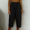 thumbnail image 7 of Noric Women's Cotton High Waist Casual Capri Pants with Button Pocket Elastic Waist Relaxed Fit Solid Yoga Runing Trousers, 7 of 7