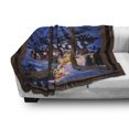 thumbnail image 3 of Landscape Soft Flannel Fleece Throw Blanket, Winter Season in a Rural Town Cottages Snowy Weather Illustration Scenic View, Cozy Plush for Indoor and Outdoor Use, 60" x 80", Multicolor, by Ambesonne, 3 of 6