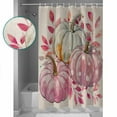 thumbnail image 3 of 72x78 Inch Shower Curtain Pink Pumpkins Fall Bathroom Decor Waterproof Fabric Bathtub Bath Curtains Decorative Grey Pumpkins Harvest Thanksgiving Extra Long Shower Curtain Set with Hooks, 3 of 6