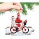 thumbnail image 5 of Paquete de 2 divertidos adornos colgantes de madera de Navidad, lindo Papá Noel monta una bicicleta con un perro, árbol de Navidad, manualidades para colgar en Navidad, Año Nuevo (GRAMO), 5 of 5