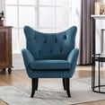 thumbnail image 4 of Wingback Upholstered Accent Chair Tufted Button Armchair Velvet - Modern Accent Vanity Chair for Living Room Bedroom Lounge - Mid Back Velvet Fabric Club Chair - Teal Blue, 4 of 8