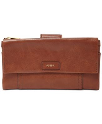 Fossil Ellis Leather Clutch Raspberry 