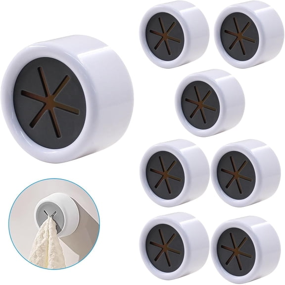 8 Pieces Kitchen Towel Hooks Adhesive Round Wall Mount Towel Holder for Bathroom, Shower, Cabinet, Garage, Kitchen and Home