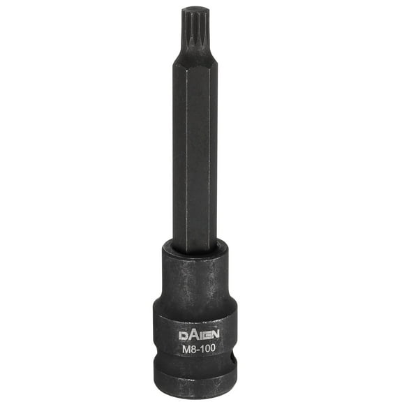 Uxcell M8 Triple Square Bit Socket 100mm/3.94" Length 1/2" Square Drive 12 Point Spline Extension Impact Bit Power Nut Driver Set S2 Steel Socket Ratchet Wrench Bits, Black