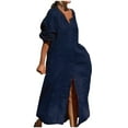thumbnail image 1 of Gspmoly Robes pour Femmes, Robe Décontractée Unie pour Femmes à la Mode, Robe à Col en V à Manches Longues, Longue Robe, Robes de Soirée pour Femmes Offres du Jour, 1 of 6