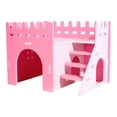 thumbnail image 3 of Small Pet Supplies, Princess Castle Hamster House, Two-Level Hamster Hideout, Dwarf Hamster Hideout with Pet Stairs, Wooden Chew-Proof 7X6X4 in Pink Cage Accessory, Ventilated, 3 of 7